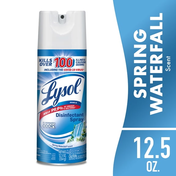 Lysol Disinfectant Spray, Sanitizing and Antibacterial Bathroom Spray, Deodorizer, Spring Waterfall, 12.5 oz