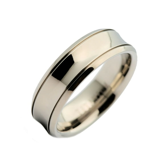 Metals Jewelry Unisex 7mm Titanium Concaved Center Grooved Edge Wedding Band Ring Size 11
