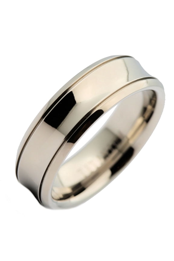 Metals Jewelry Unisex 7mm Titanium Concaved Center Grooved Edge Wedding Band Ring Size 11