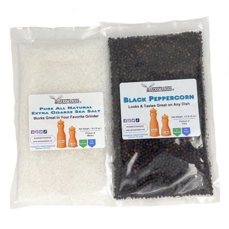 YANKEETRADERS Brand, Sea Salt and Whole Black Pepper Packs - 1 1/2 lb. bag