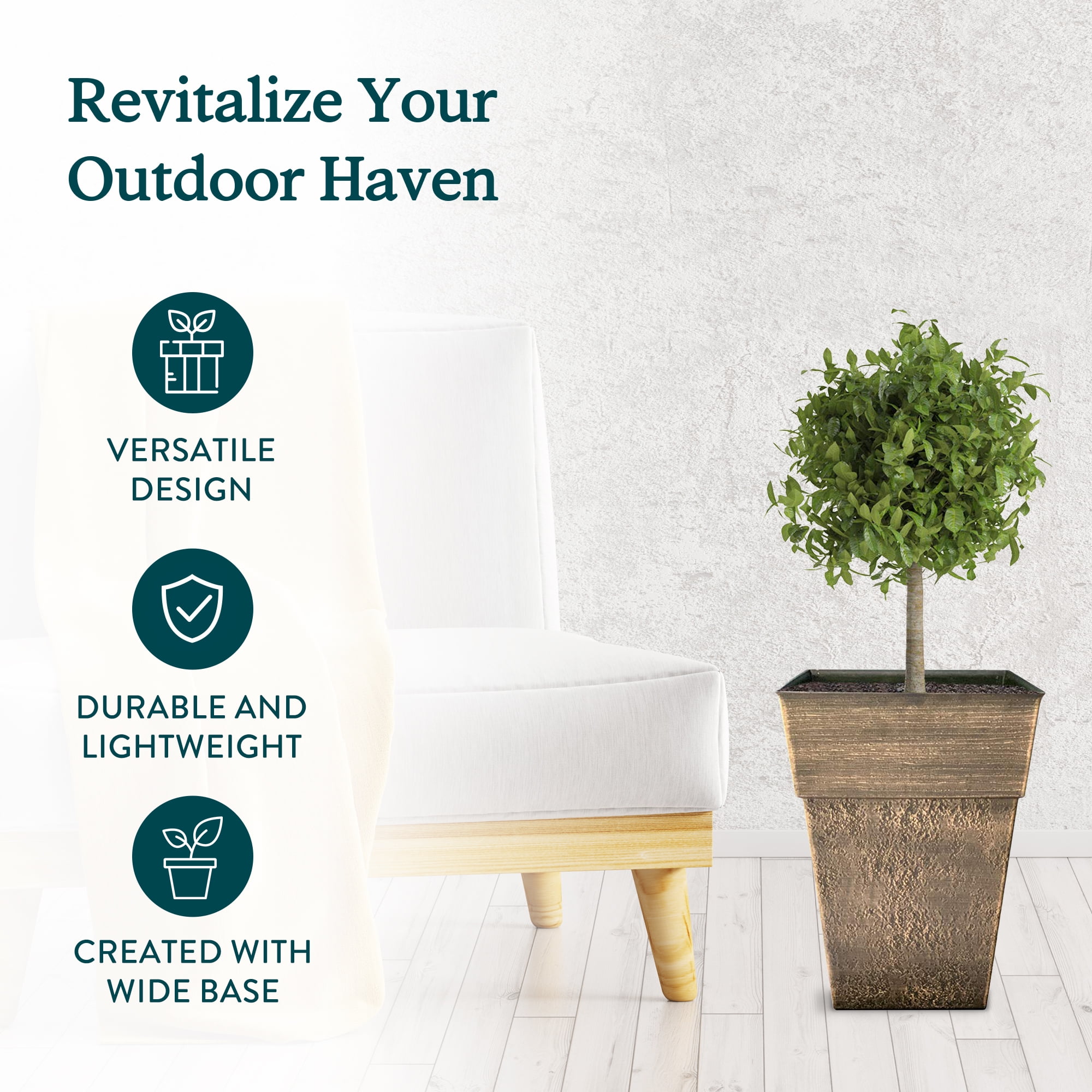The HC Companies Avino 16 Inch Square Planter Pot (4 Pack)