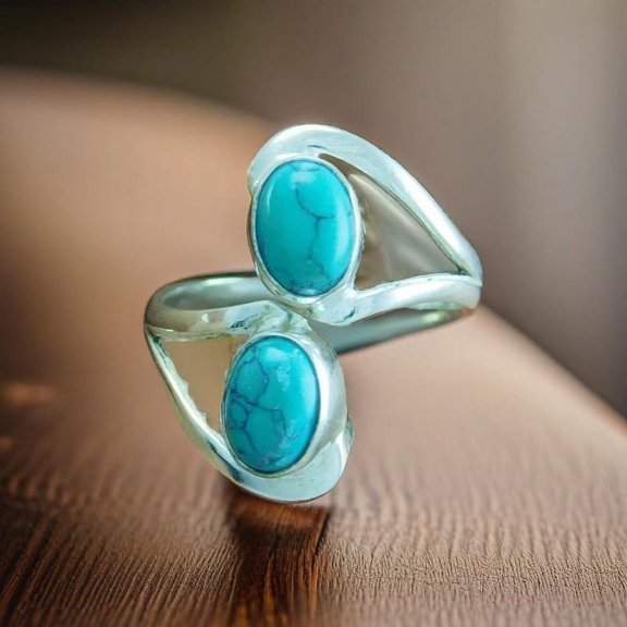 925 Sterling Silver Handmade Adjustable Oval Turquoise Gemstone Toe Ring