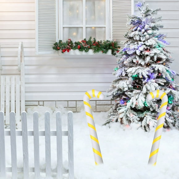 Xihbxyly Bastón de Caramelo Inflable, Decoración Navideña Clásica, Material de Pvc, Divertido Juguete Interactivo, Ideal para Fiestas Navideñas, Tamaño de 87 Cm, Juego de 2
