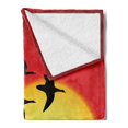 thumbnail image 2 of Geese Soft Flannel Fleece Throw Blanket, Migration Theme Flying Skein of Geese Sunset Landscape Image, Cozy Plush for Indoor and Outdoor Use, 60" x 80", Scarlet Mustard, by Ambesonne, 2 of 5