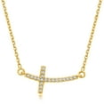 thumbnail image 1 of Collier Croix Courbée en Or Jaune 14k Accentué de Diamants (.11cttw) 18 Po, 1 of 3
