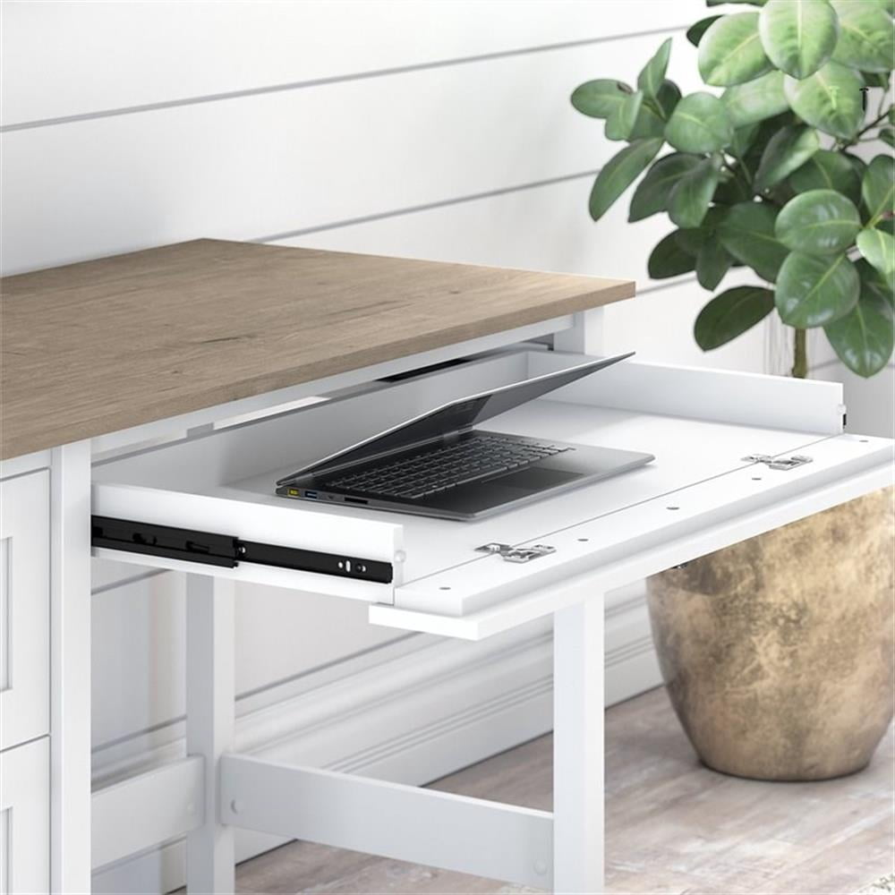 Mayfield 54W Computer Desk with Drawers in Shiplap Gray/White - Engineered Wood
