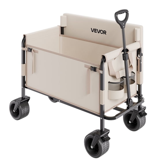 Collapsible Folding Wagon Cart 550LBS Capacity, 2-in-1 Utility Wagon Converts to Bench,