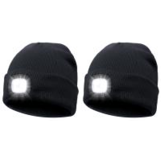 Gorro con Luz LED Gorro Recargable por USB con 4 Gorros Regalos para Papá Negro