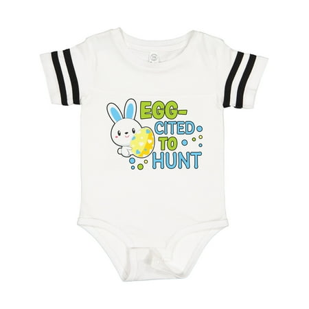 

Inktastic Eggcited to Hunt with Bunny Holding Easter Egg Gift Baby Boy Bodysuit