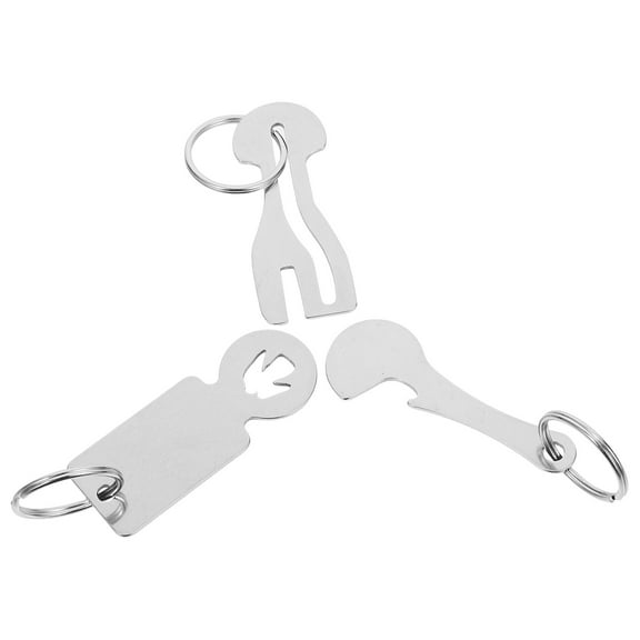 unbranded 3pcs Shopping Trolley Tokens Quarter Holder Key Rings Stainless Steel Key Rings Portable Trolley Removers For Men Women Grocery Shopping Cart