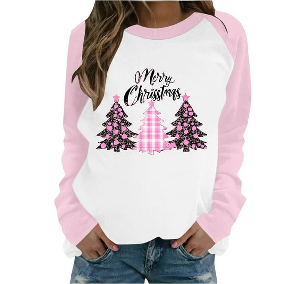 Fall Saving Talove Long Sleeve Shirts for Women Graphic Printed Sweatshirt Fall Fashion Must Haves Crew Neck T-Shirts Womens Tops Trendy Going Out Christmas Shirts