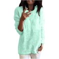thumbnail image 3 of Sudadera para mujer casual cuello redondo difuso polar jersey camisa otoño invierno ligero peludo manga larga tops 2023, 3 of 5