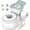 White, variant on Babybond 2-in-1 Toddler Potty Training Toilet, with toilet paper holder and storage shelf, featuring flushing sound, suitable for 1-3 year old toddlers, white.