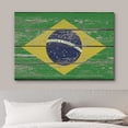 thumbnail image 3 of wall26 Canvas Print Wall Art Brazilian Flag on Vintage Retro Wood Panels Pop Culture Cultural Digital Art Modern Art Traditional Colorful for Living Room, Bedroom, Office - 12"x18", 3 of 5