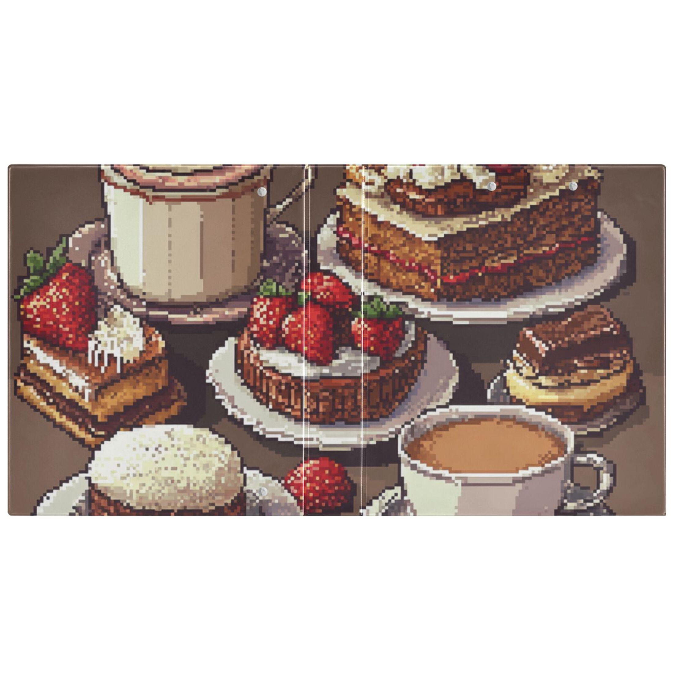 Pixel Coffee Cakes 3 Ring Binders 1.5 inch Hardcover File Folders with Interior Pockets A4 Size Organizer for School Office Hospital
