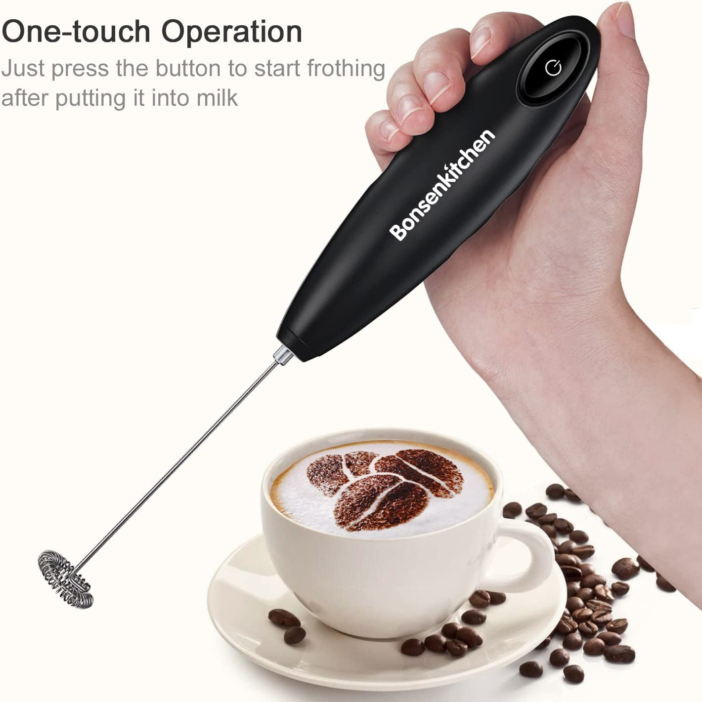 Hand Mixer Milk Frother For Coffee Anteday Battery Operated