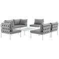 thumbnail image 3 of Modern Contemporary Urban Design Outdoor Patio Balcony Seven PCS Sectional Sofa Set, Grey White Gray, Rattan, 3 of 7