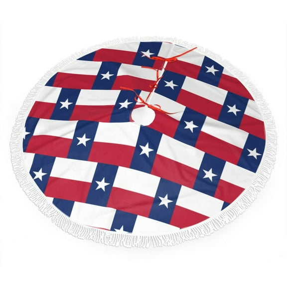 Colorado Texas Flag Christmas Tree Skirt Tassel Lace for Xmas Ornaments Decoration 30"