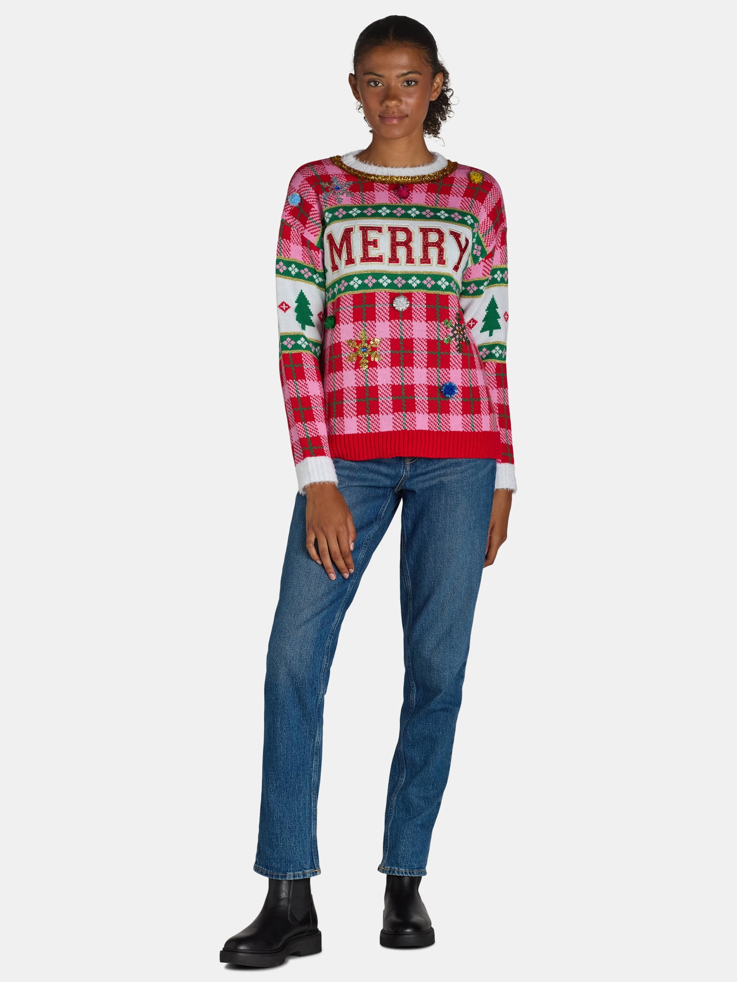 Holiday Time Embellished Sweater, Women’s, Sizes XS-3X