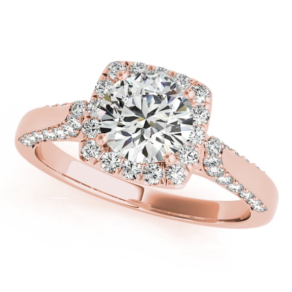 Aonejewelry 1 Carat Halo Antique Design Engagement Diamond Ring Crafted In 14k Solid Rose Gold