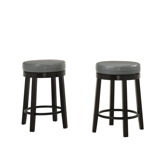 Contemporary Home Living Set of 2 Gray and Brown Round Counter Stools with Swivel Seat 24"