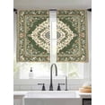 thumbnail image 3 of Green Boho Semi Sheer Curtains 54 Inch Length 2 Panels Set, Chic Traditional Antique Geometric Rustic Sheer Kitchen Curtain Privacy Voile Window Curtain for Living Room Bedroom Rod Pocket Drapes, 3 of 7
