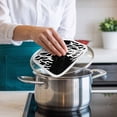 thumbnail image 4 of Coral Black Pot Holders for Kitchen Heatproof Potholder, 2 Pack Coastal White Ocean Marine Nautical Beach Hot Pads Multipurpose Oven Pads Cloth Potholders Trivet for Cooking and Baking, 4 of 8