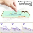 thumbnail image 7 of Compatible with iPhone 12 Case 6.1” Thin for Women Girls,Soft TPU Plating Bumper Wristband Holder Camera Lens Protection Phone Case Slim Shockproof Love Heart Cute Case Cover(Light Green), 7 of 7