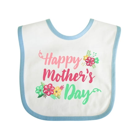 

Inktastic Happy Mothers Day with Flowers Gift Baby Boy or Baby Girl Bib
