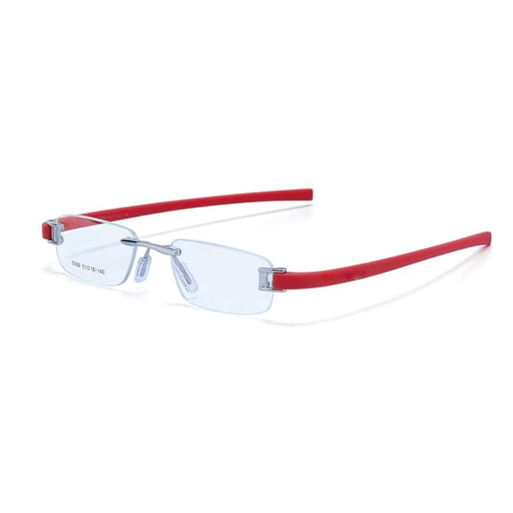 RSINC Rimless frame/eyeglass/Spectacle, Optical, Prescription, For Men And Women, Modern, Unisex, Business, Collage, Fashion, School, Ladies, Sports, Tag Silver Red 5069 51-18-140