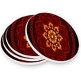 thumbnail image 3 of Mandala Red Coaster, Drinks Round Absorbent Stone Set with Ceramic Stone and Cork Base, Tabletop Protection Mats and Cups Place for 2PCS Home Decor, 3 of 6
