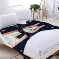thumbnail image 3 of Cute Pink - Eared Cat Flannel Blanket - Soft Cozy Warm Design with Stars Hearts & Flowers for Sofa Travel Bed Chair, 3 of 7