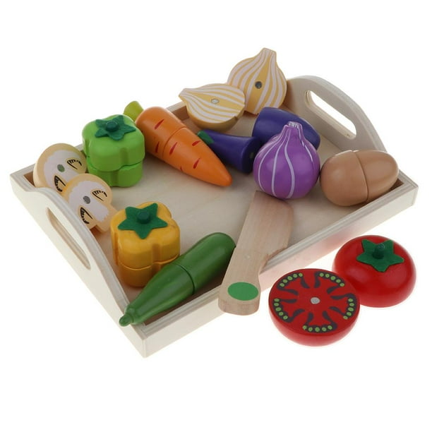 Juguete de simulación para cortar madera, comestibles, verduras y frutas.