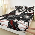 thumbnail image 3 of Homewish Teens Boys Sport Baseball 3pcs Twin Sheet Sets,Ball Game Twin Fitted Sheet,Black White Breathable Flat Sheet,Breathable Home Decor, 3 of 7
