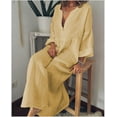 thumbnail image 2 of Ladies Mid-Length Short Sleeve V Neck Solid Color Dress, 2 of 2