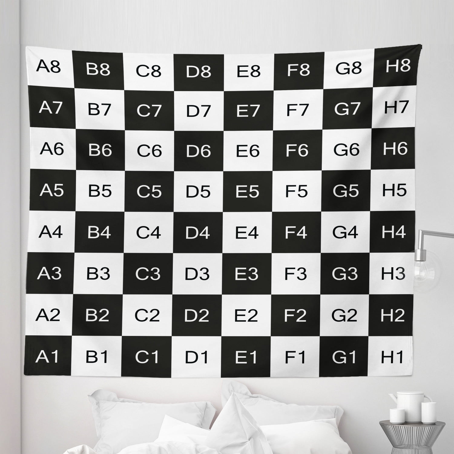  Ambesonne Checkers Game Tapestry, Monochrome Chess Board Design  with Tile Coordinates Mosaic Square Pattern, Wall Hanging for Bedroom  Living Room Dorm Decor, 60 X 80, Black White : Home & Kitchen