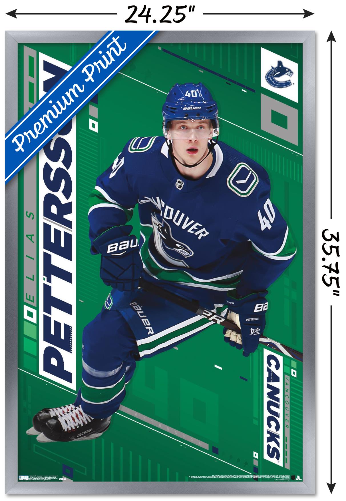 NHL Vancouver Canucks - Elias Pettersson 19 Wall Poster, 22.375" x 34", Framed