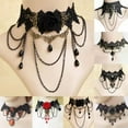 thumbnail image 5 of K-KED Gothic Vintage Black Choker Collar Crystal Pendant Necklace Chain Women Jewelry-06, 5 of 9