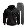 thumbnail image 6 of Ahabrexf Men's Solid Color Sports Zipper Pockets Long Sleeved Hooded Casual Coat Set, 6 of 8