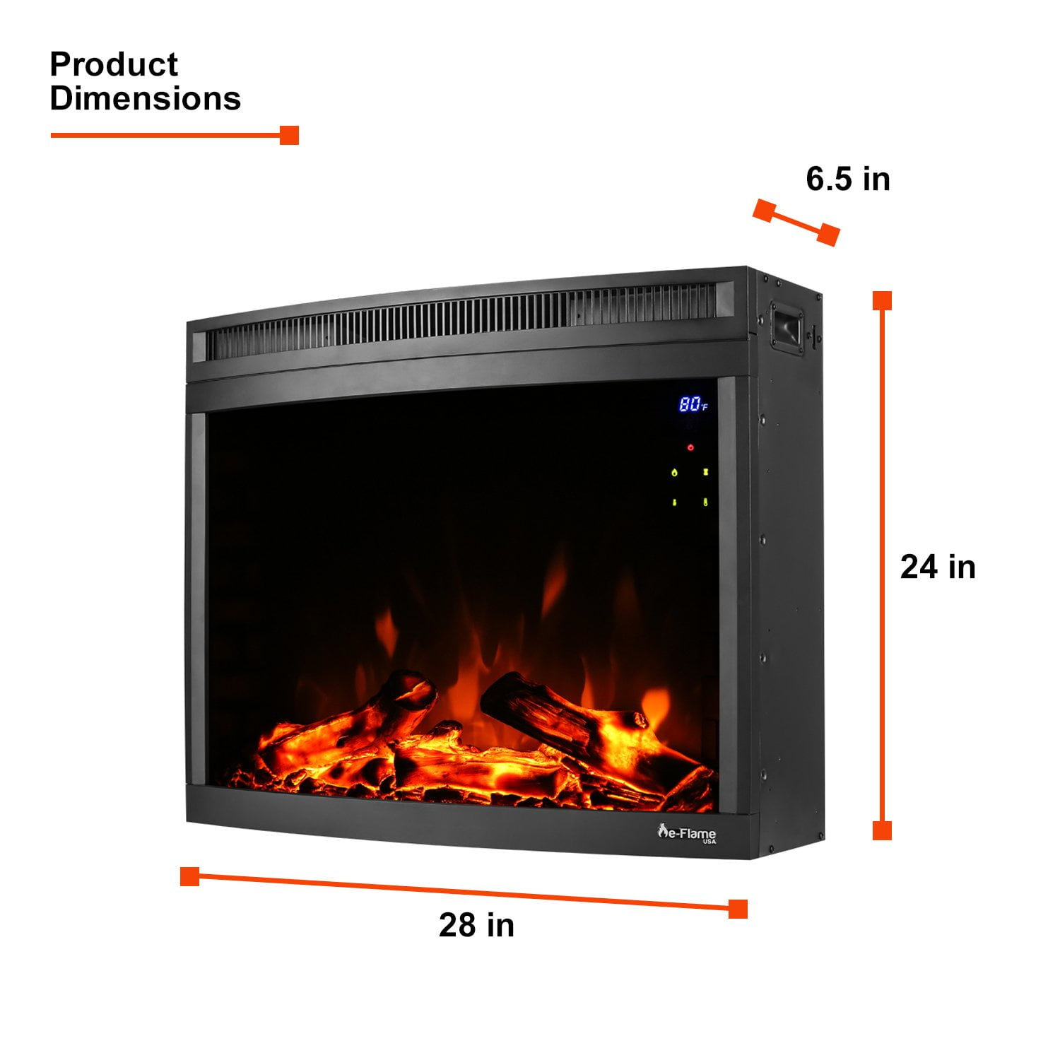 E Flame Usa 28 Curved Led Electric Fireplace Insert W Touch