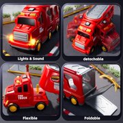 Flynow Fire Truck Car Toy for Toddler Age 3+, Toy Set with Light Sound, Christmas Birthdays Gift for Kids Boy Girl 3 4 5 6 7 8 Year Old