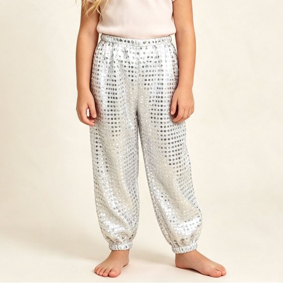 Chbgutlmr Kids Pants Sequin Patchwork Trousers Cinch Bottom High Elastic Waist Pants Casual Glitter Performance Dance Pants