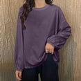 thumbnail image 2 of Siilsaa Women's Crewneck Sweatshirt with High-Low Hem Purple,L, 2 of 5
