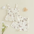 thumbnail image 2 of KPOPLK Newborn Baby Girl Summer Clothes 2Pcs Floral Embroidery Shorts Set Cute Baby Girl Outfit Set(18-24 Months,White), 2 of 9