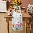 thumbnail image 2 of Tulips Spring Floral Table Runner - 120 Inch Long Pastoral Flowers Butterfly Wooden Cotton and Linen Blended Dress Scarves Farmhouse Table Runner for Kitchen Dining, Coffee Table, 13" x 120", 2 of 8
