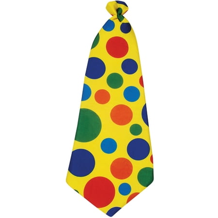 Star Power Long Clown Polka Dot Tie, Yellow Rainbow, One Size (21