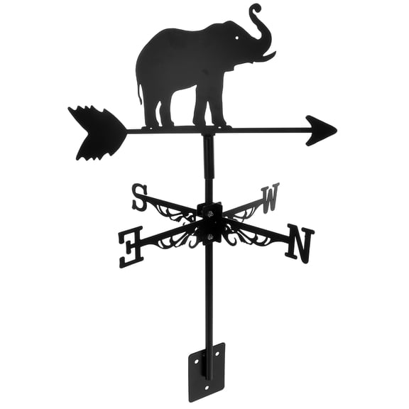 Decorative Metal Elephant Weathervane for Garden and Outdoor Yard, Wind Vane Weather Tool, Shed Ornament