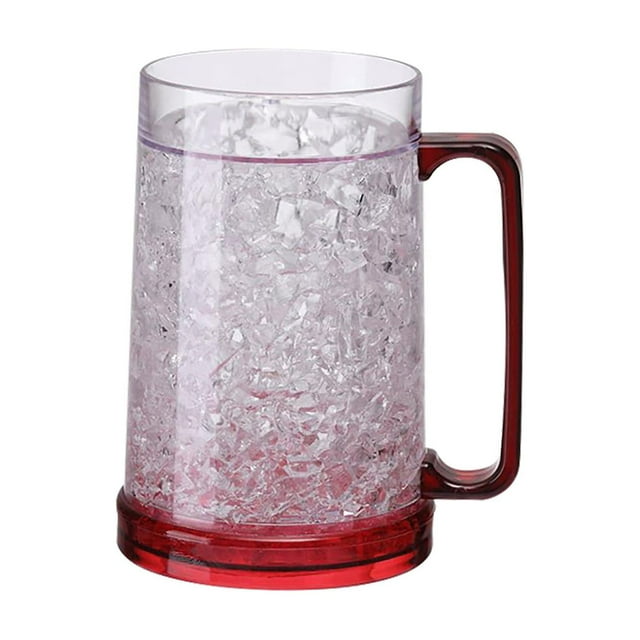 Kitchen Essentials Double Wall Insulated Beer Mug Freezable Gel Cup for Iced Drinks Pool Parties Bbqs Plastic with Stay Cold Technology Comfort Grip Handle