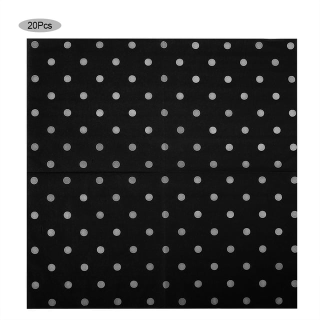 Vajilla elegante para bodas, cumpleaños y eventos Servilletas de papel con lunares negros, paquete de 20