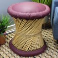 thumbnail image 4 of Natural Geo Moray Accent Stool - Faux Leather Maroon, 4 of 5